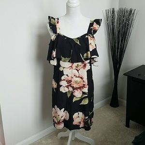 Floral cold shoulder dress